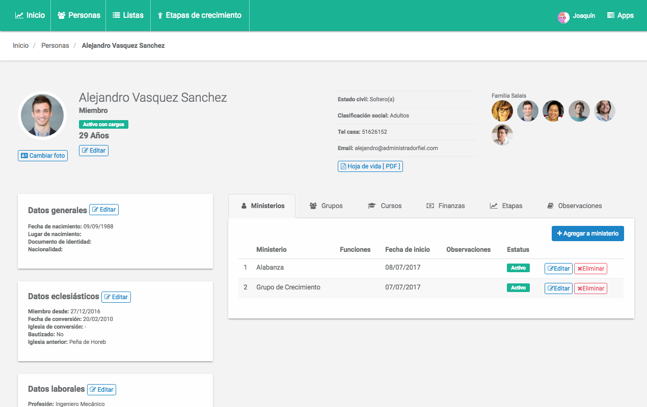 Administra la información de los miembros de tu iglesia